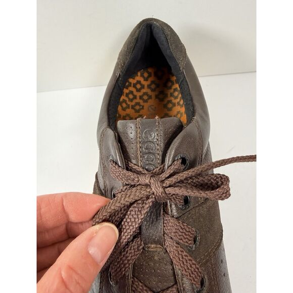 ECCO Street Retro Spikeless Golf Shoes Brown Leather Hybrid Sneaker Men 43/9-9.5 - Picture 8 of 12